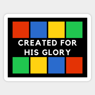 Created for His glory red, blue, green, yellow square design Magnet